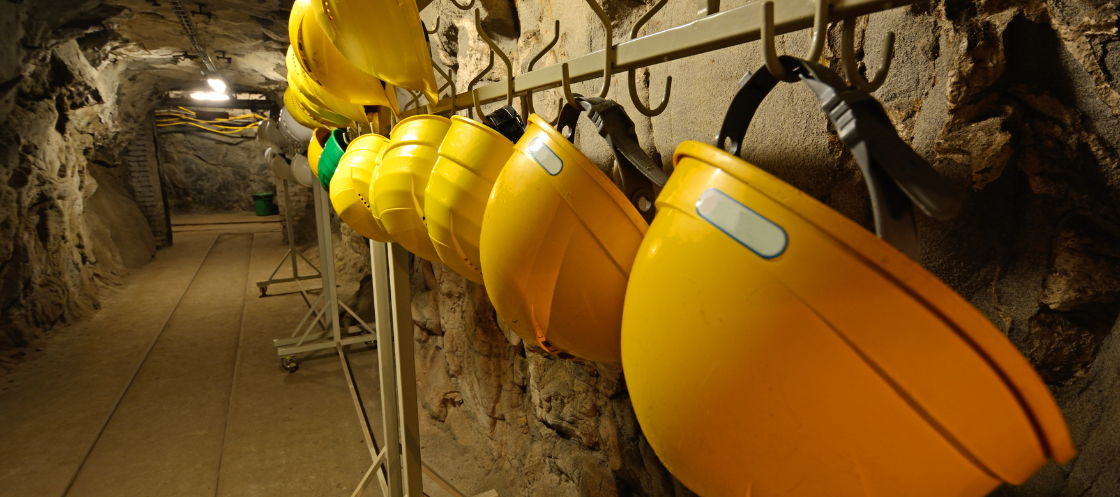 Mining hardhats yellow