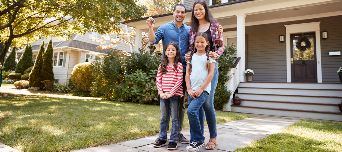 Australian family in front yard